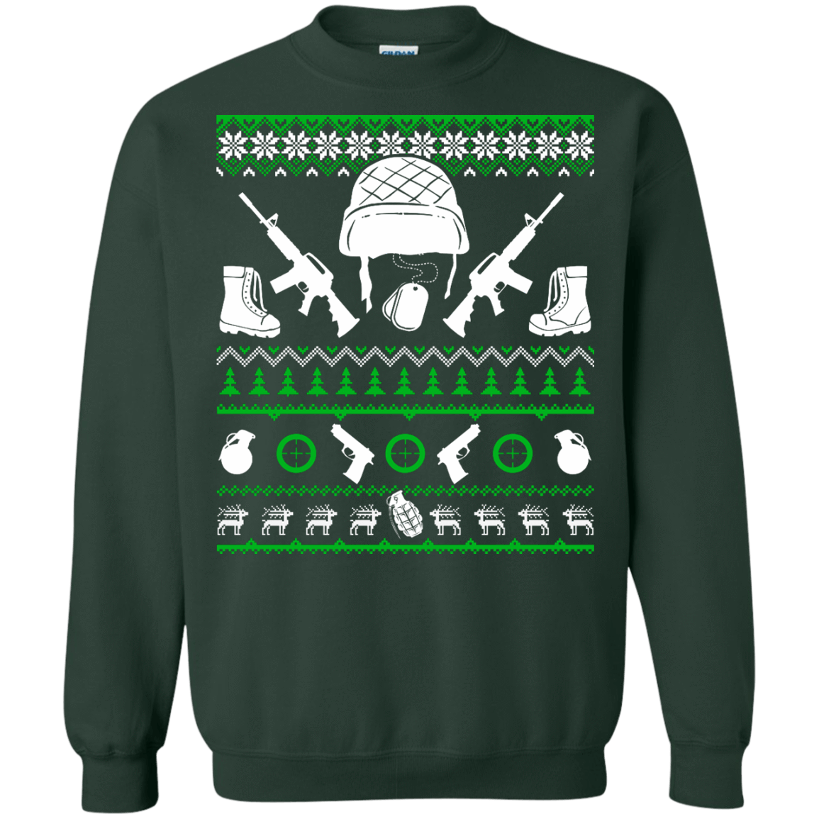 Soldier Christmas Sweater-T-Shirt & Hoodie-Crewneck Sweatshirt-Forest Green