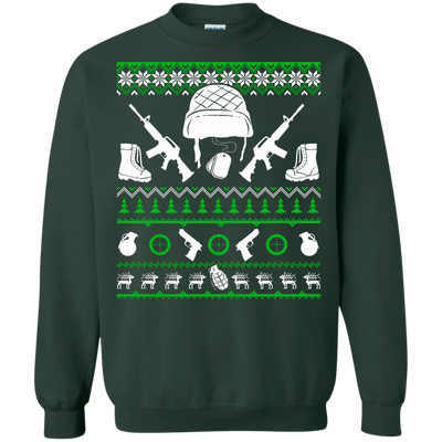 Soldier Christmas Sweater-T-Shirt & Hoodie-Crewneck Sweatshirt-Forest Green