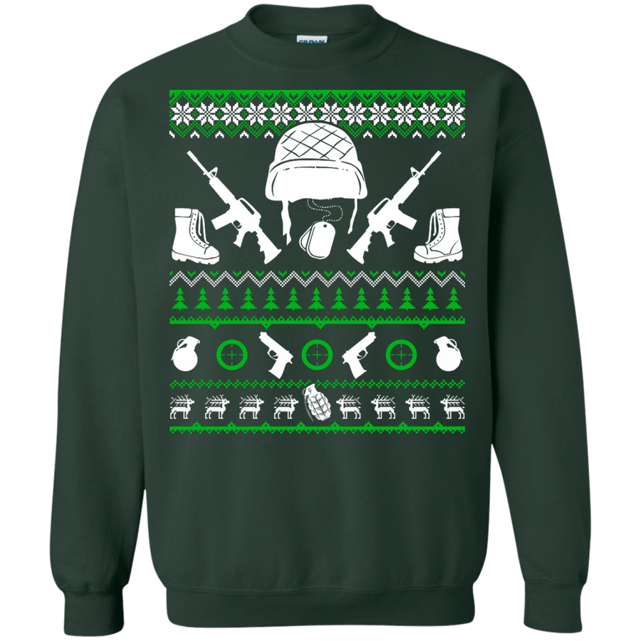 Soldier Christmas Sweater-T-Shirt & Hoodie-Crewneck Sweatshirt-Forest Green