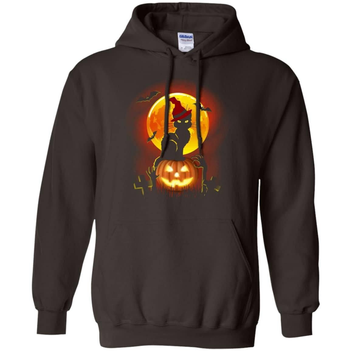 Happy Halloween Cat-T-Shirt & Hoodie-Pullover Hoodie-Dark Chocolate