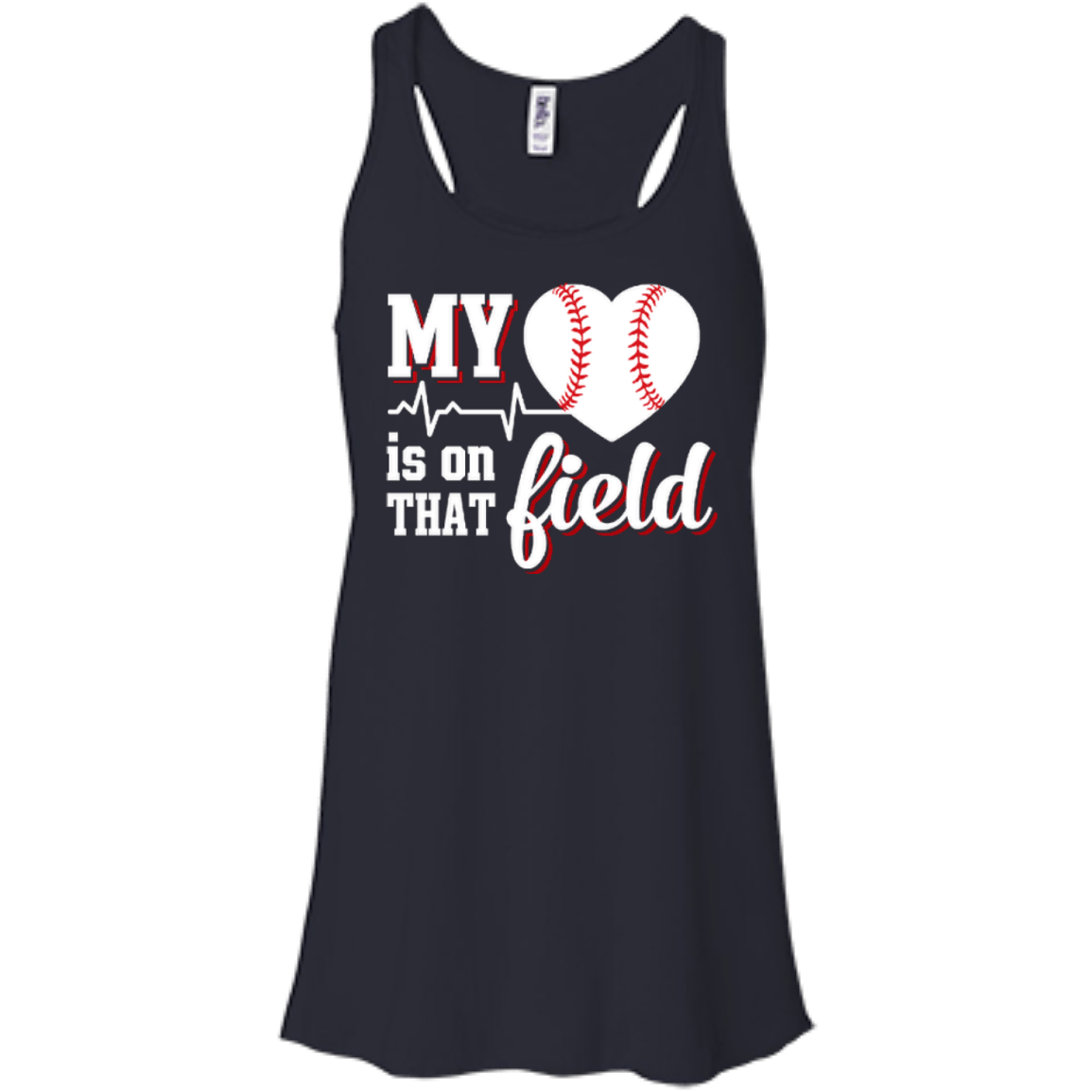 My Heart Is On That Field Baseball-T-Shirt & Hoodie-Women's Flowy Racerback Tank-Midnight