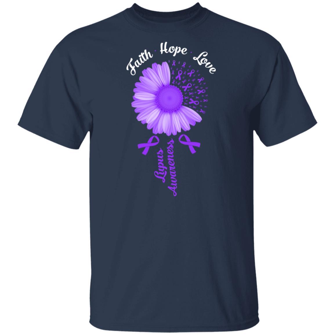 Faith Hope Love Purple Ribbon Lupus Awareness-T-Shirt & Hoodie-Classic T-Shirt-Navy