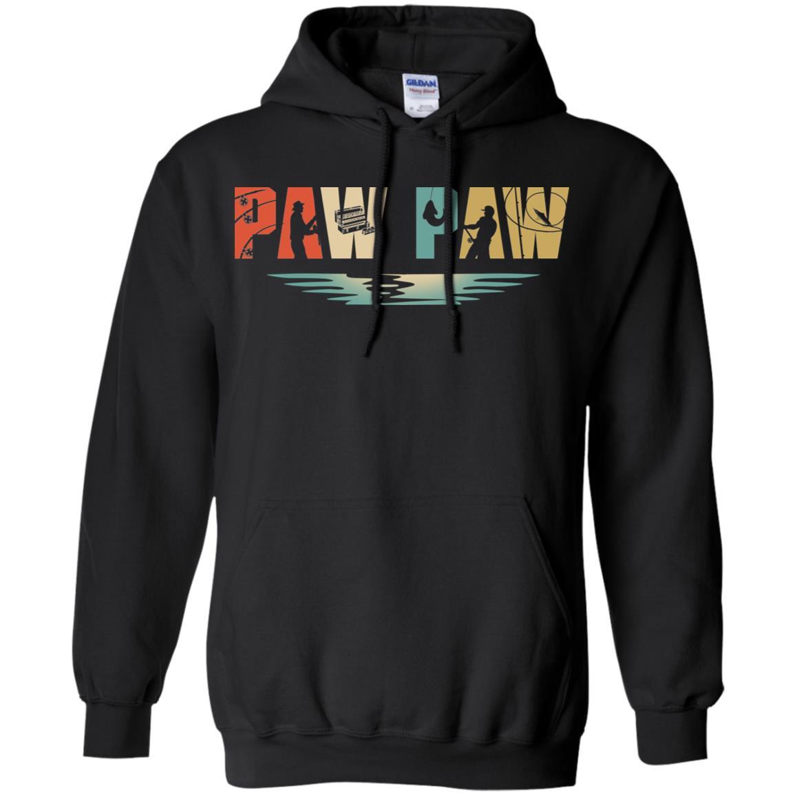 Vintage Fishing Paw Paw Father's Day Gift-T-Shirt & Hoodie-Pullover Hoodie-Black