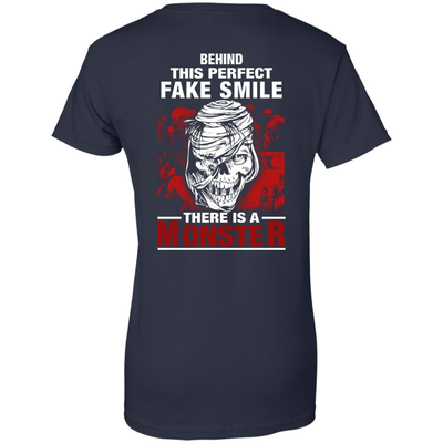 Behind This Perfect Fake Smile There Is A Monster T Shirt-T-Shirt & Hoodie-Women's T-Shirt-Navy