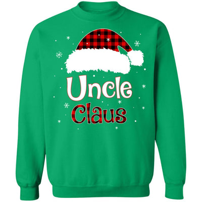 Santa Uncle Claus Red Plaid Family Pajamas Christmas Gift-T-Shirt & Sweatshirt-Crewneck Sweatshirt-Irish Green