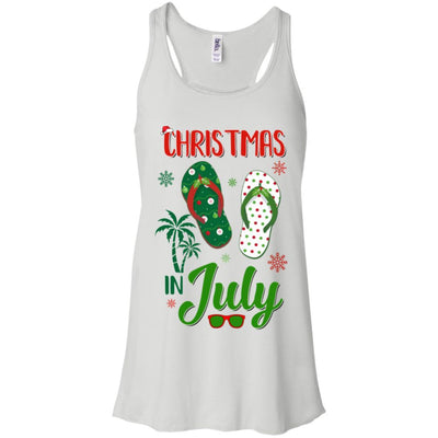 Summer Vacation Santa Flip Flops Christmas In July-T-Shirt & Tank Top-Women's Flowy Racerback Tank-White