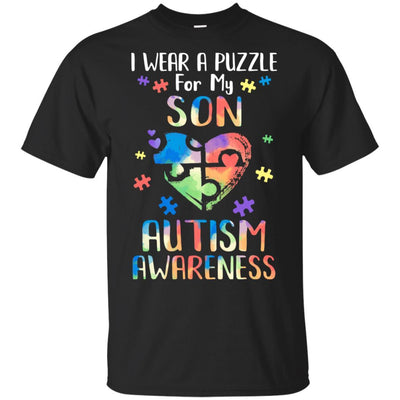 I Wear A Puzzle For My Son Autism Awareness-T-Shirt & Hoodie-Classic T-Shirt-Black