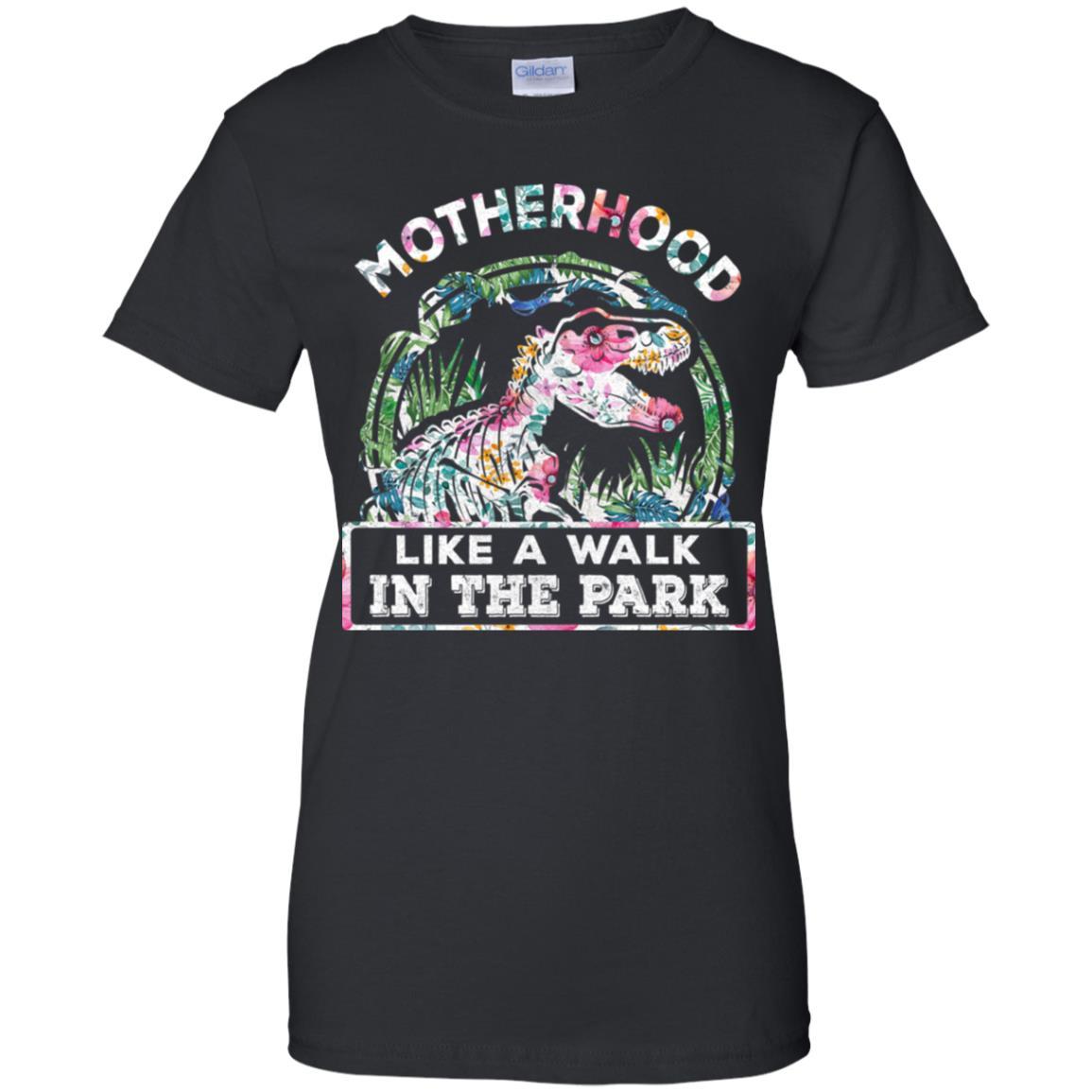 Motherhood Is A Walk In The Park Funny Dinosaur T-Rex-T-Shirt & Tank Top-Women's T-Shirt-Black