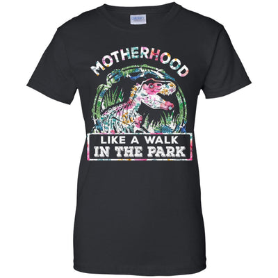 Motherhood Is A Walk In The Park Funny Dinosaur T-Rex-T-Shirt & Tank Top-Women's T-Shirt-Black