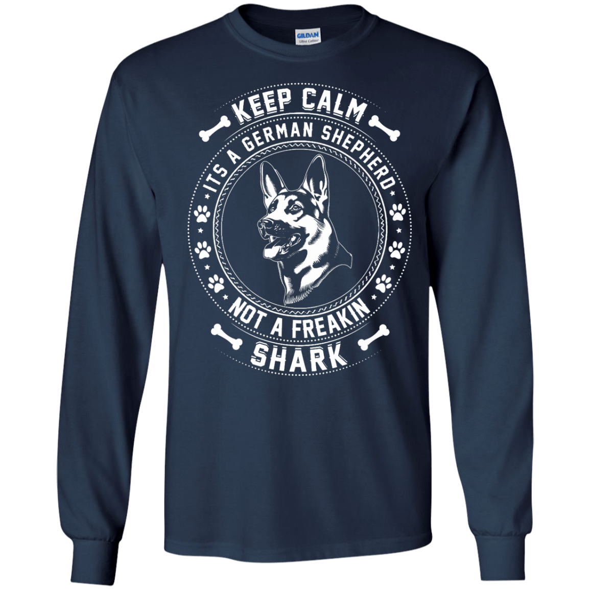 Keep Calm It's A German Shepherd Not A Freaking Shark-T-Shirt & Hoodie-Long Sleeve T-Shirt-Navy