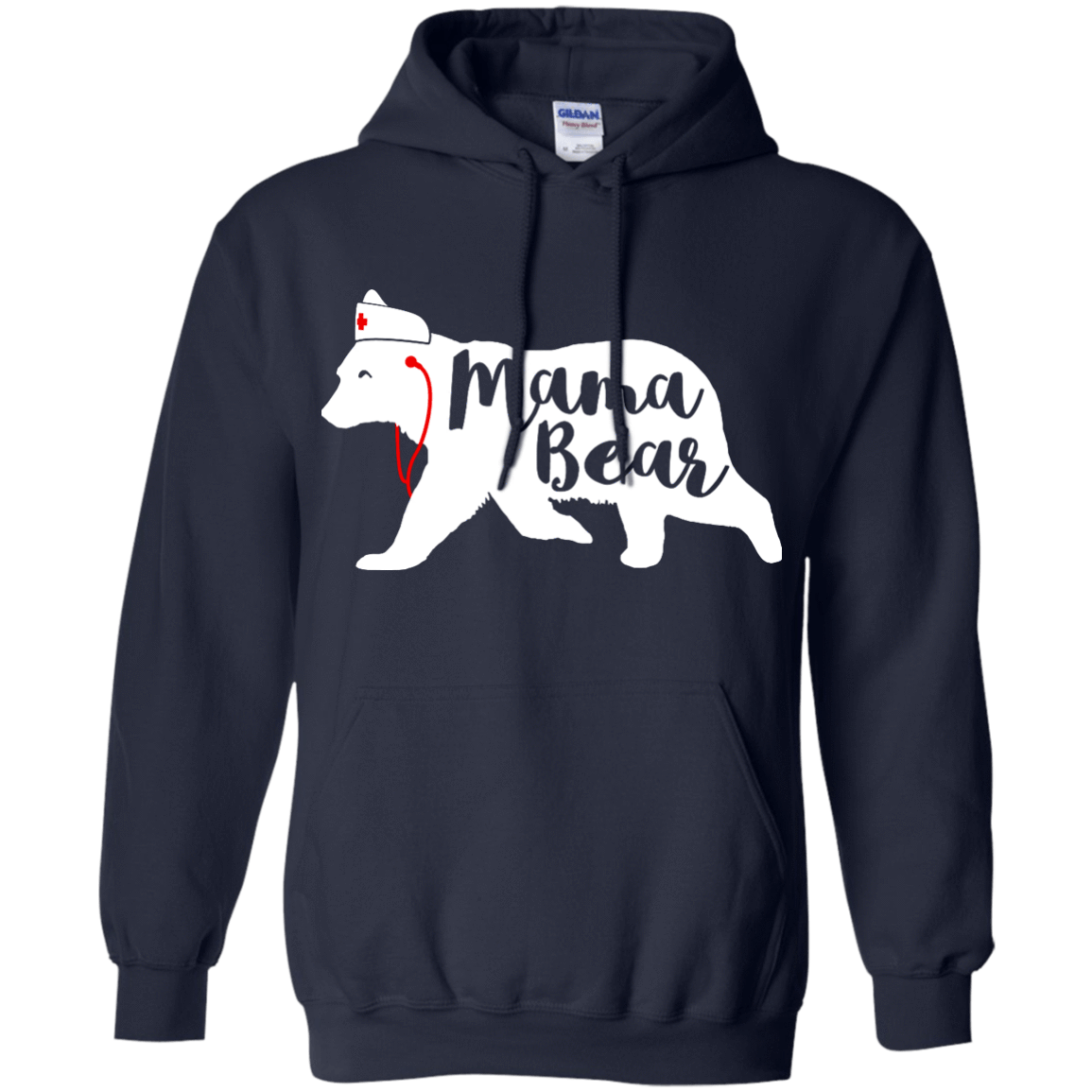 Nurse Mama Bear-T-Shirt & Hoodie-Pullover Hoodie-Navy
