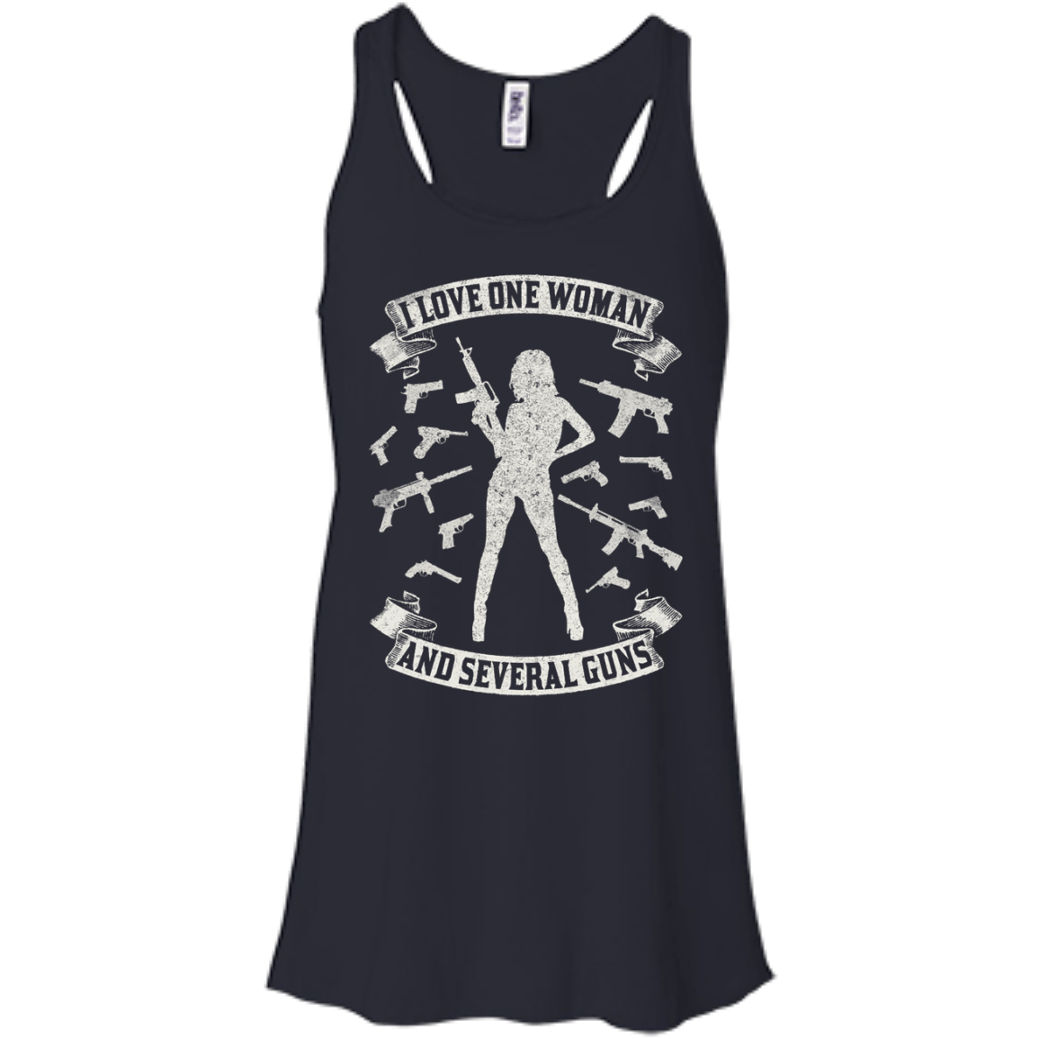 I Love One Woman And Several Guns-T-Shirt & Hoodie-Women's Flowy Racerback Tank-Midnight