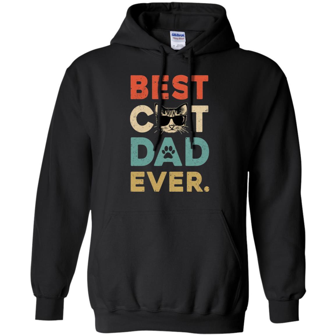 Vintage Best Cat Dad Ever Cat Daddy Gift-T-Shirt & Hoodie-Pullover Hoodie-Black