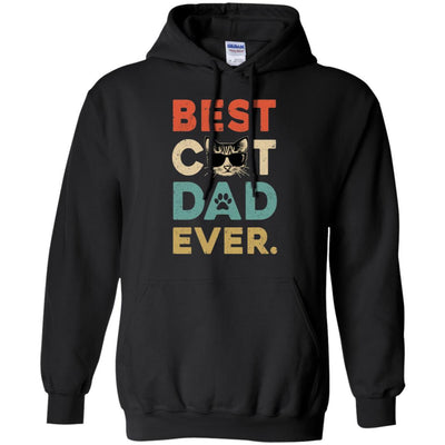 Vintage Best Cat Dad Ever Cat Daddy Gift-T-Shirt & Hoodie-Pullover Hoodie-Black