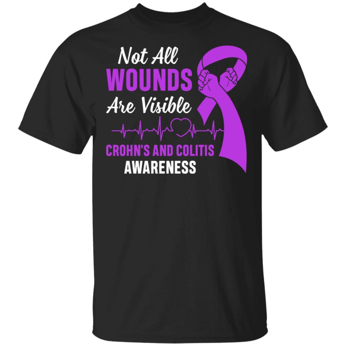Crohn's And Colitis Awareness Not All Wounds Are Visible-T-Shirt & Hoodie-Classic T-Shirt-Black