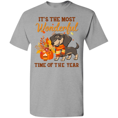 Dachshund Autumn It's The Most Wonderful Time Of The Year-T-Shirt & Hoodie-Classic T-Shirt-Sport Grey