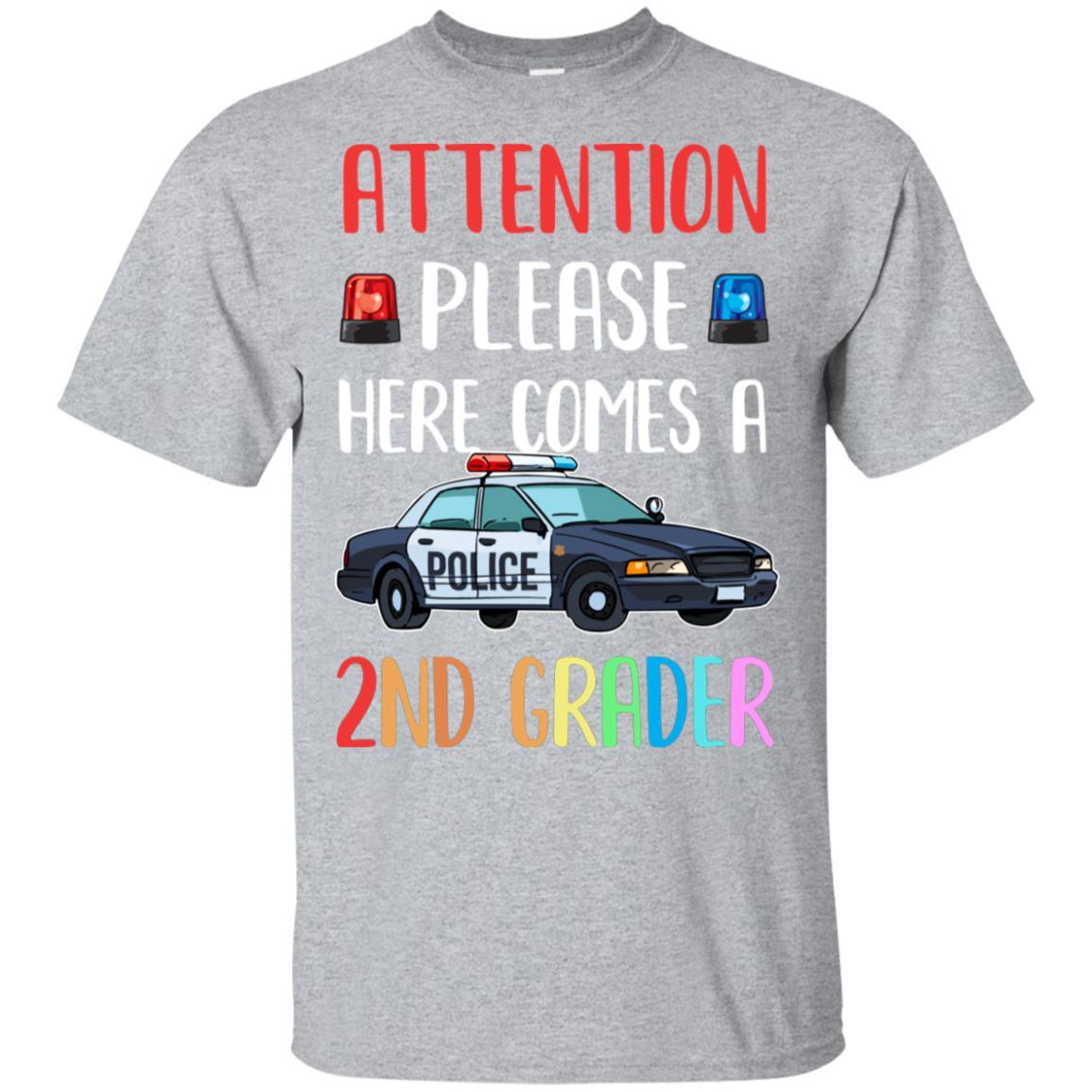 Kids First Day Of School 2021 2nd Grade Police Attention Please Youth-T-Shirt & Hoodie-Youth T-Shirt-Sport Grey