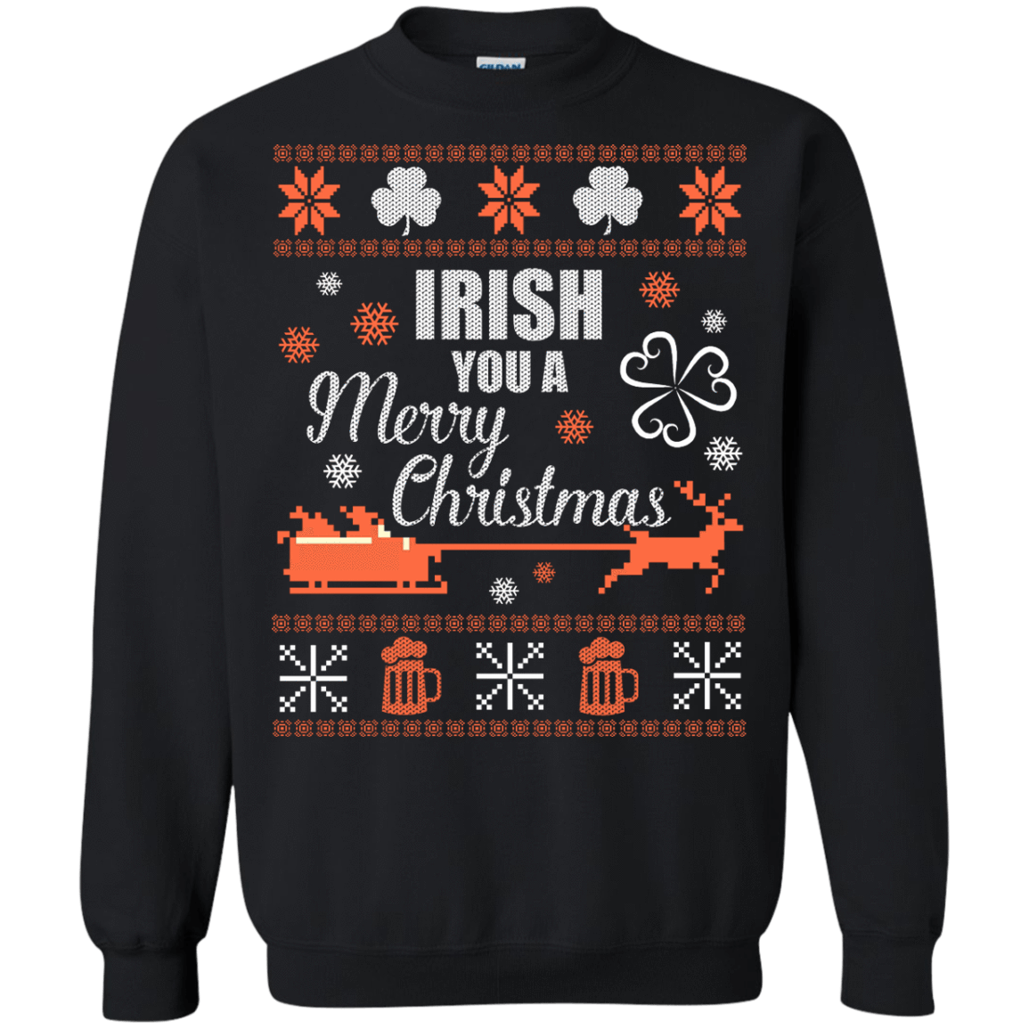Irish You A Merry Chrristmas-T-Shirt & Hoodie-Crewneck Sweatshirt-Black