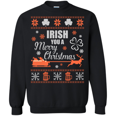 Irish You A Merry Chrristmas-T-Shirt & Hoodie-Crewneck Sweatshirt-Black