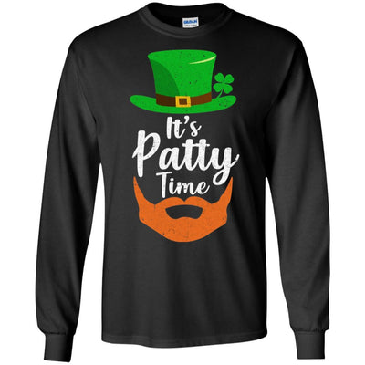 It's Patty Time Bearded Man St Patrick's Day-T-Shirt & Hoodie-Long Sleeve T-Shirt-Black
