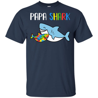 Papa Shark Support Autism Awareness For Grandchild-T-Shirt & Hoodie-Classic T-Shirt-Navy