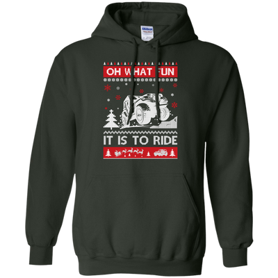 Jeep Sweater Christmas Oh What Fun It Is To Ride-T-Shirt & Hoodie-Pullover Hoodie-Forest Green