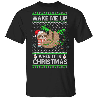 Wake Me Up When It's Christmas Sloth Ugly Christmas Sweater-T-Shirt & Sweatshirt-Classic T-Shirt-Black
