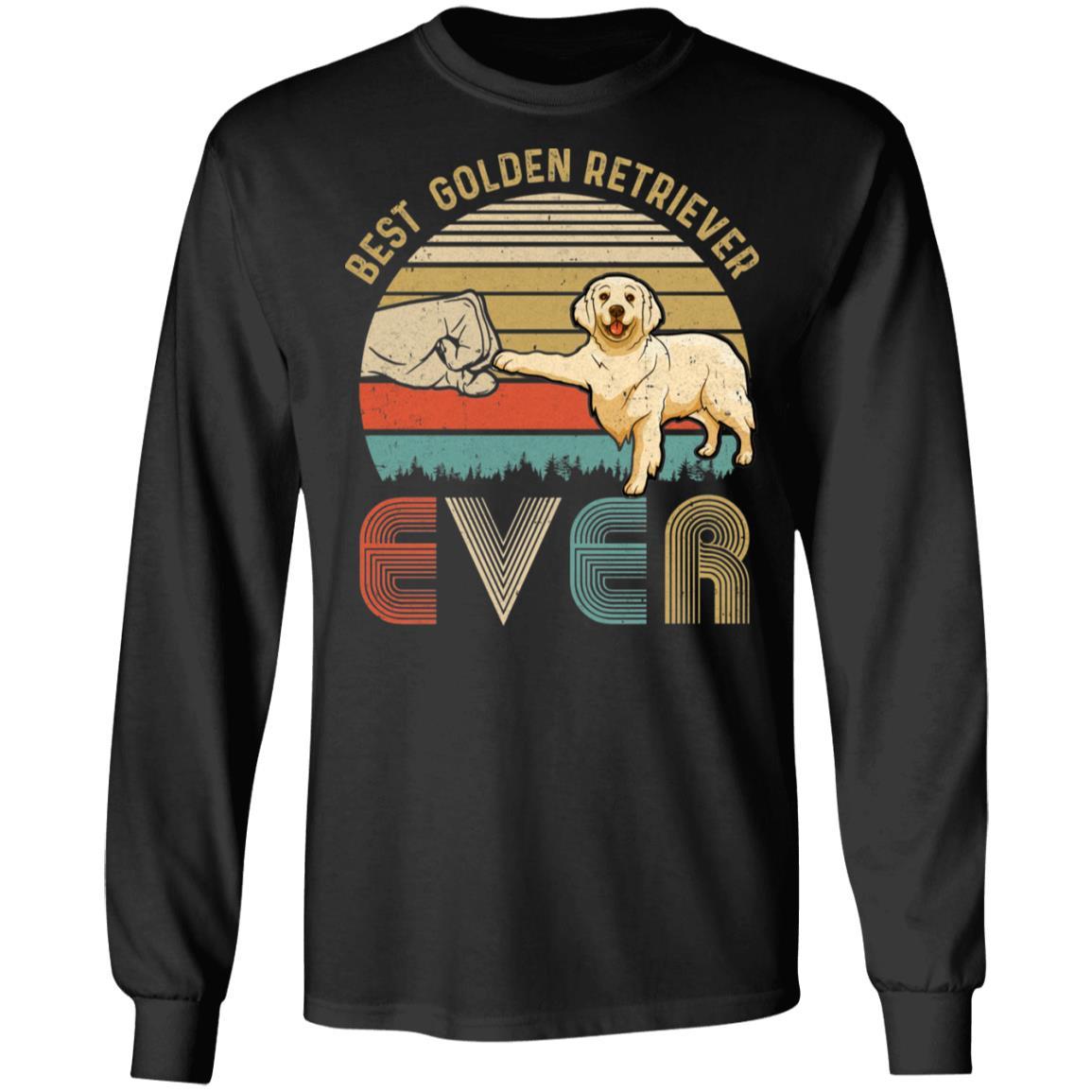 Vintage Best Golden Retriever Dad Ever Bump Fit Funny Dad Gifts-T-Shirt & Hoodie-Long Sleeve T-Shirt-Black