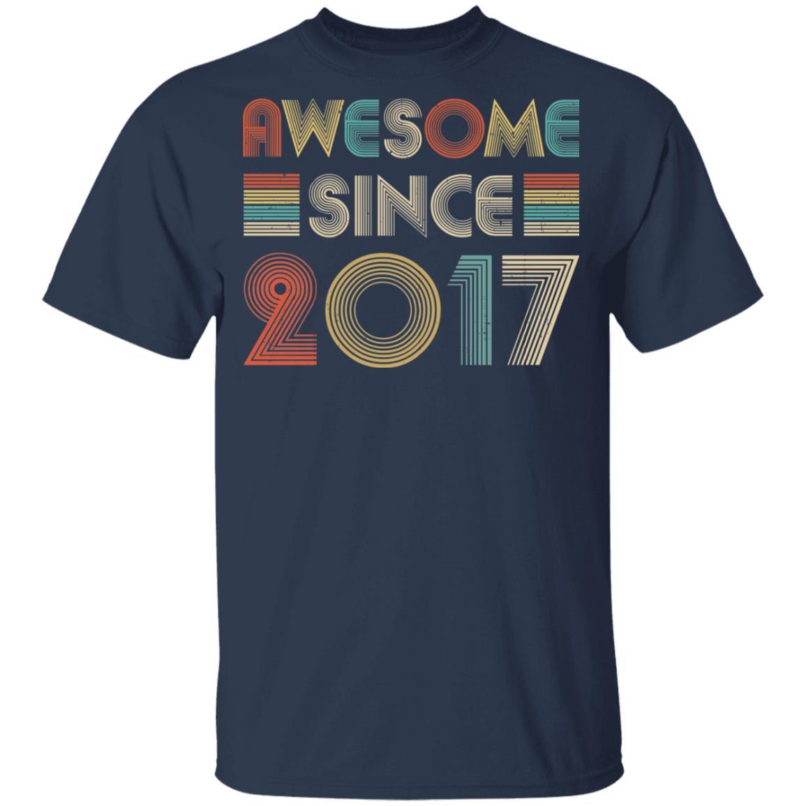 Awesome Since 2017 4th Birthday Gifts Youth-Youth Shirt-Youth T-Shirt-Navy