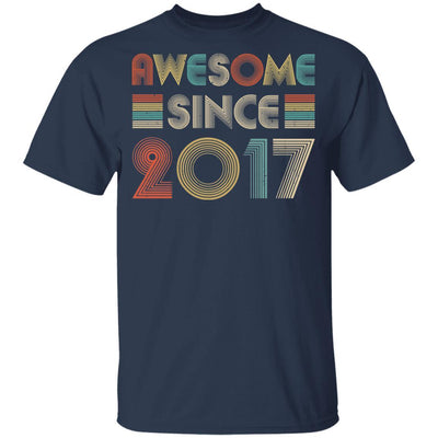 Awesome Since 2017 4th Birthday Gifts Youth-Youth Shirt-Youth T-Shirt-Navy