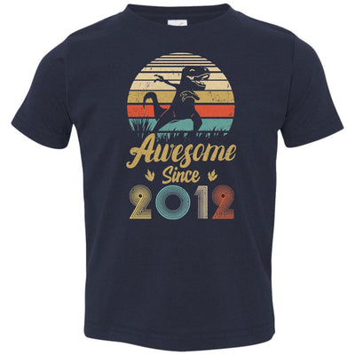 Awesome Since 2012 9th Years Old Dinosaur Birthday Gift Youth-Youth Shirt-Toddler T-Shirt-Navy