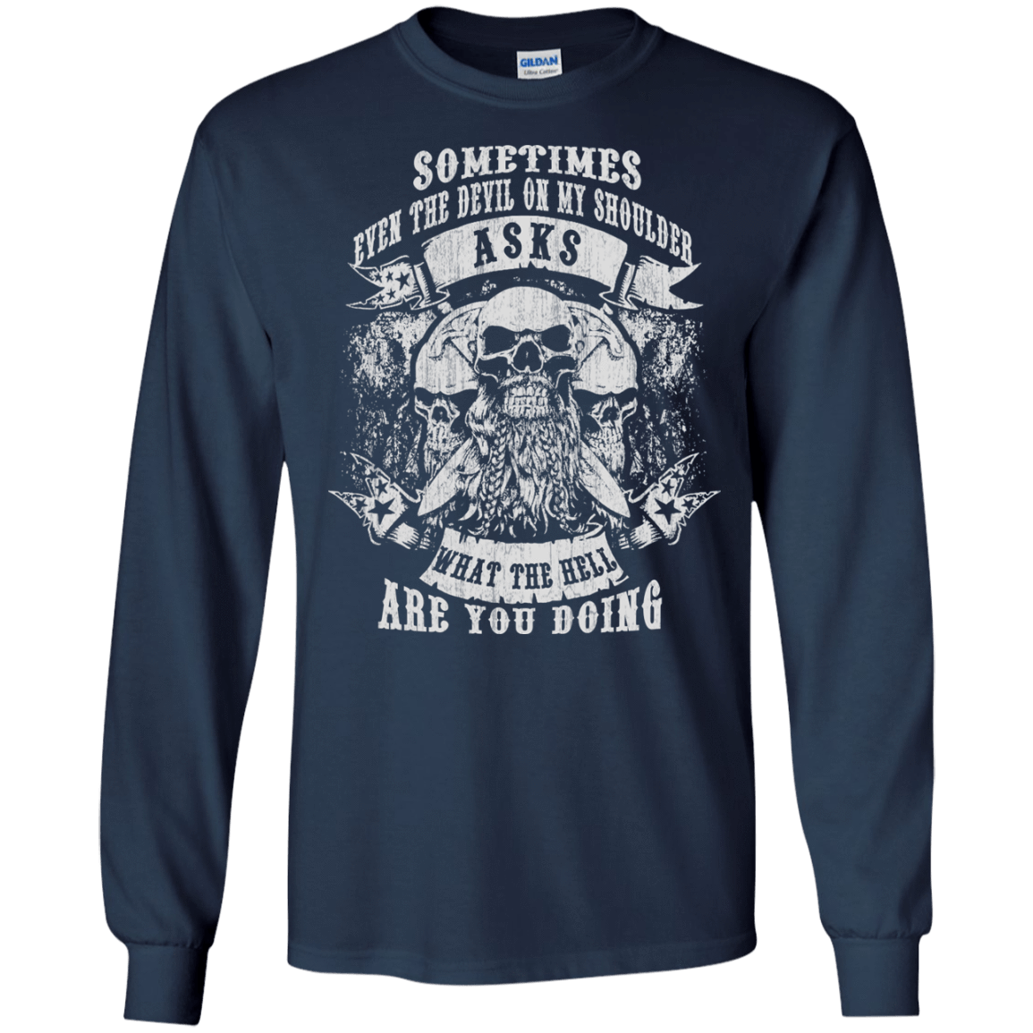 Viking What The Hell Are You Doing-T-Shirt & Hoodie-Long Sleeve T-Shirt-Navy