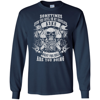 Viking What The Hell Are You Doing-T-Shirt & Hoodie-Long Sleeve T-Shirt-Navy