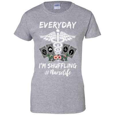 Everyday I'm Shuffling Funny Nurse-T-Shirt & Tank Top-Women's T-Shirt-Sport Grey