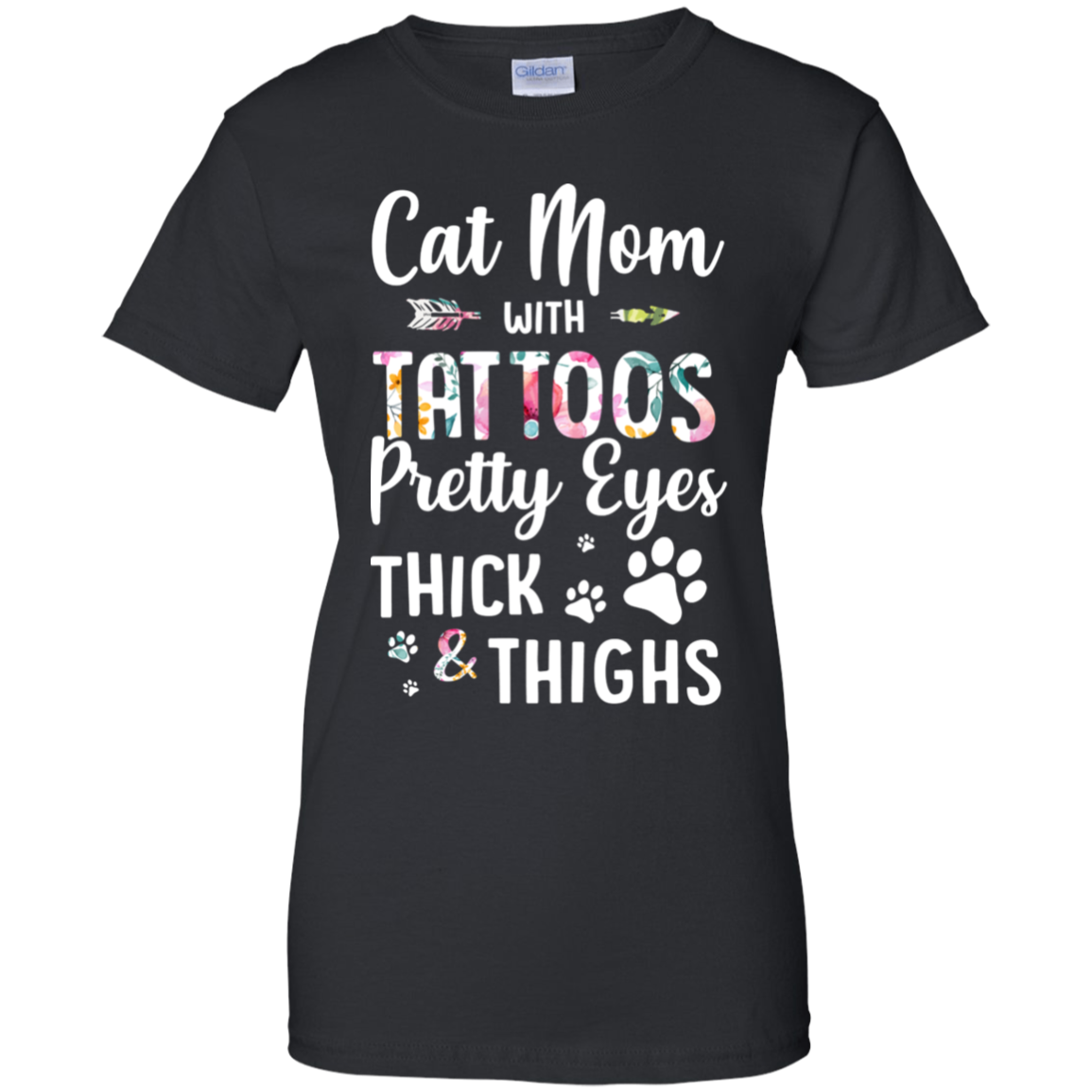 Cat Mom With Tattoos Pretty Eyes Thick Thighs-T-Shirt & Tank Top-Women's T-Shirt-Black
