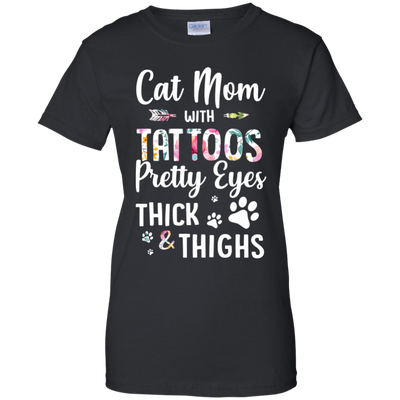 Cat Mom With Tattoos Pretty Eyes Thick Thighs-T-Shirt & Tank Top-Women's T-Shirt-Black