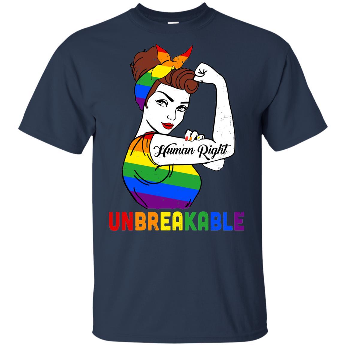 Lady Human Right Unbreakable Rainbow LGBT Pride Month-T-Shirt & Hoodie-Youth T-Shirt-Navy