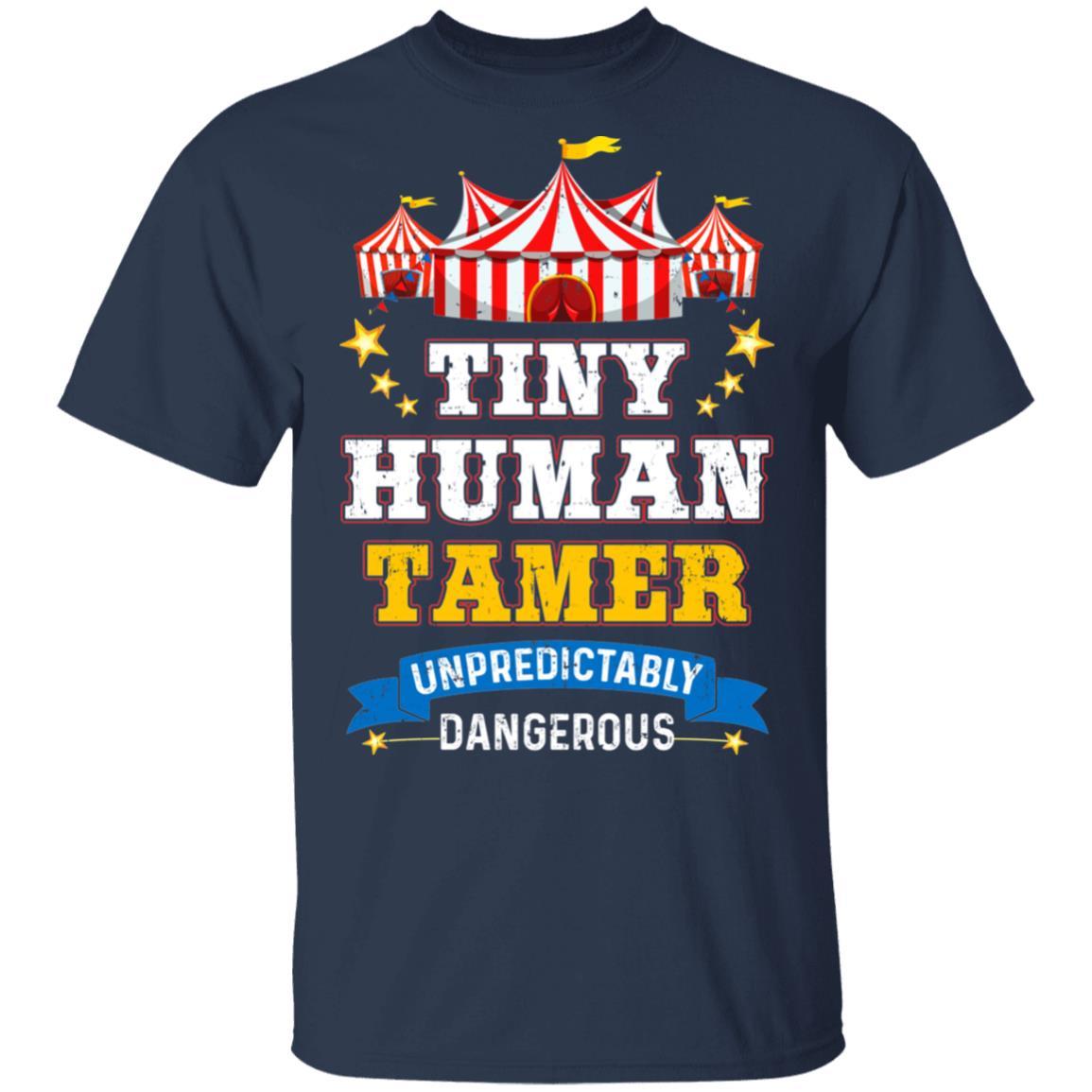 Tiny Human Tamer Circus Party Carnival Gymnast Distressed-T-Shirt & Hoodie-Classic T-Shirt-Navy