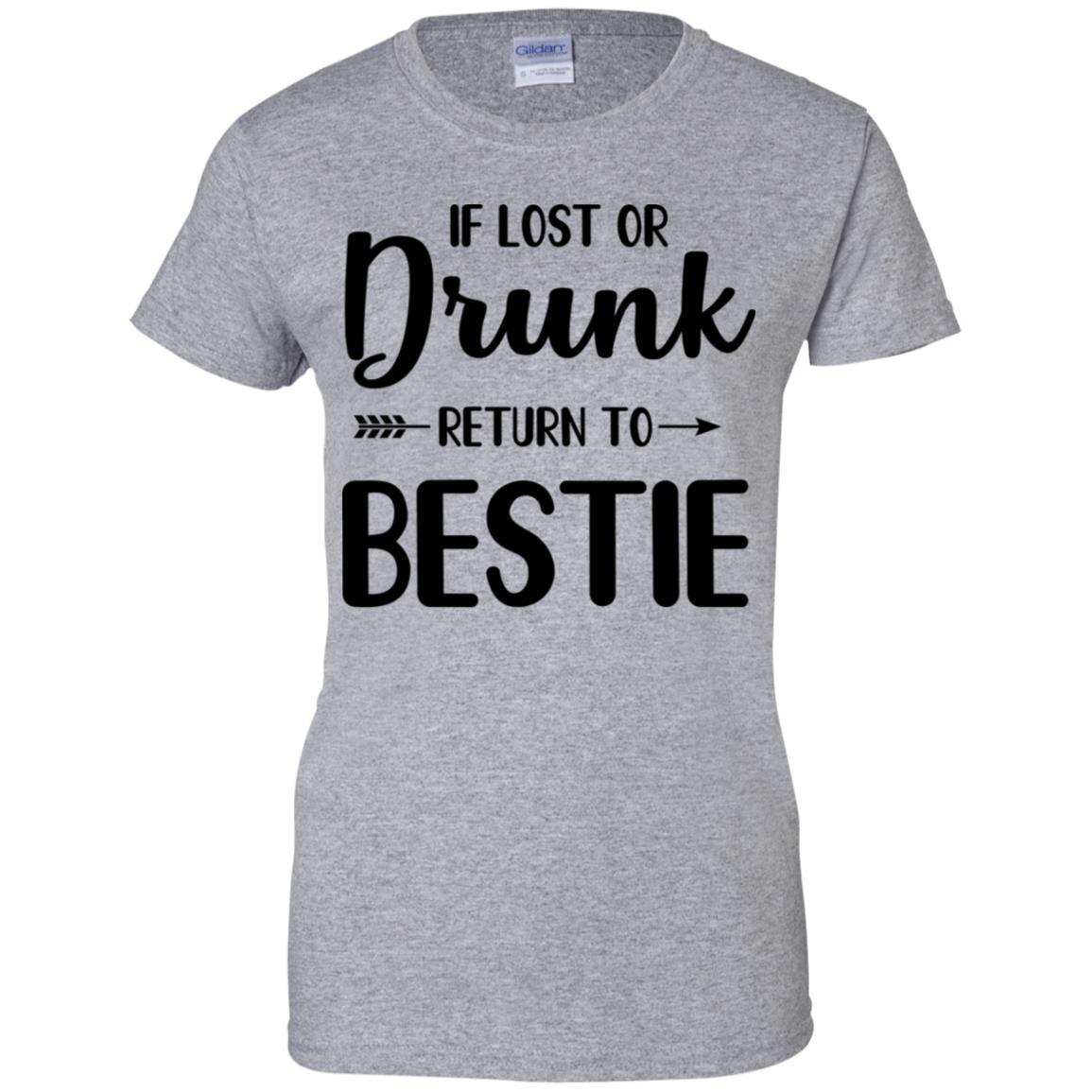 If Lost Or Drunk Please Return To My Bestie Couple-T-Shirt & Tank Top-Women's T-Shirt-Sport Grey