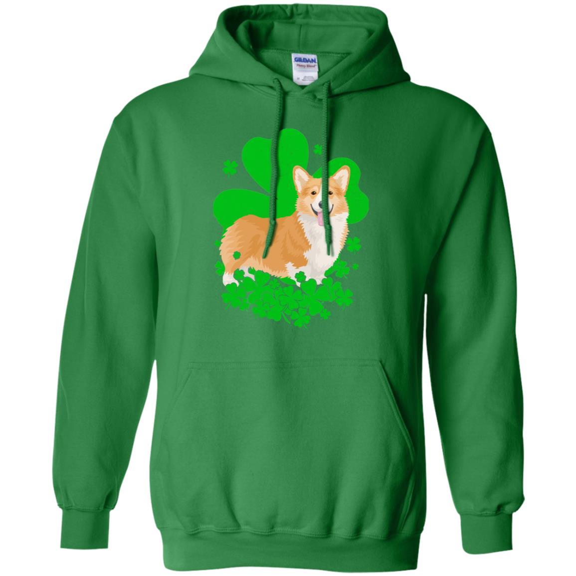Corgi St. Patrick's Day Clovers-T-Shirt & Hoodie-Pullover Hoodie-Irish Green