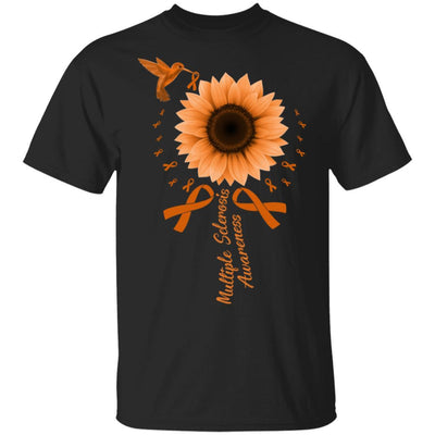 Hummingbird Sunflower Orange Multiple Sclerosis Awareness-T-Shirt & Hoodie-Classic T-Shirt-Black