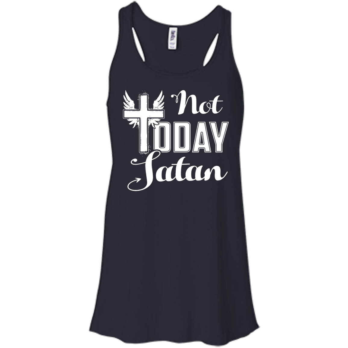 Not Today Satan-T-Shirt & Hoodie-Women's Flowy Racerback Tank-Midnight