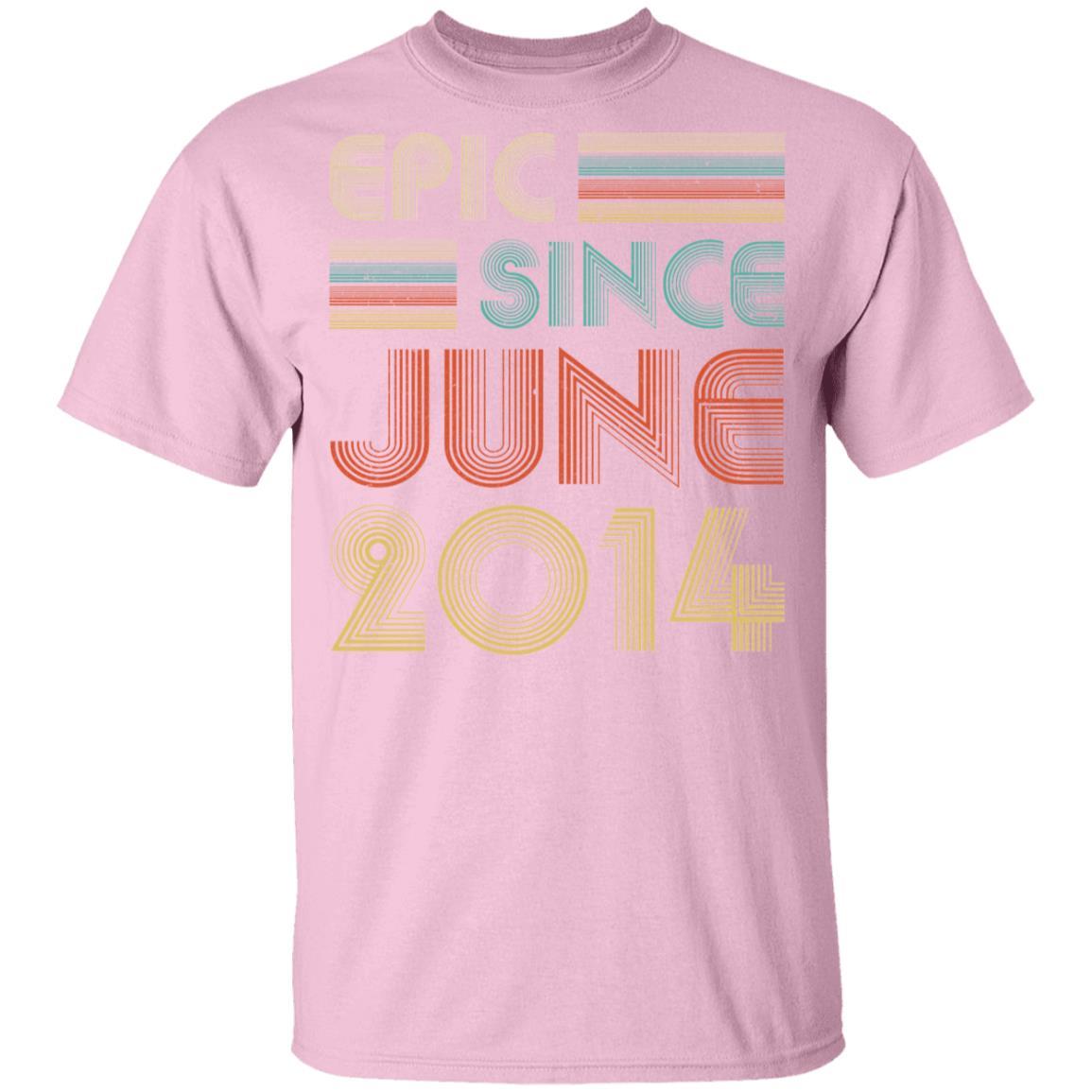 Epic Since June 2014 Vintage 7th Birthday Gifts Youth-Youth Shirt-Youth T-Shirt-Light Pink