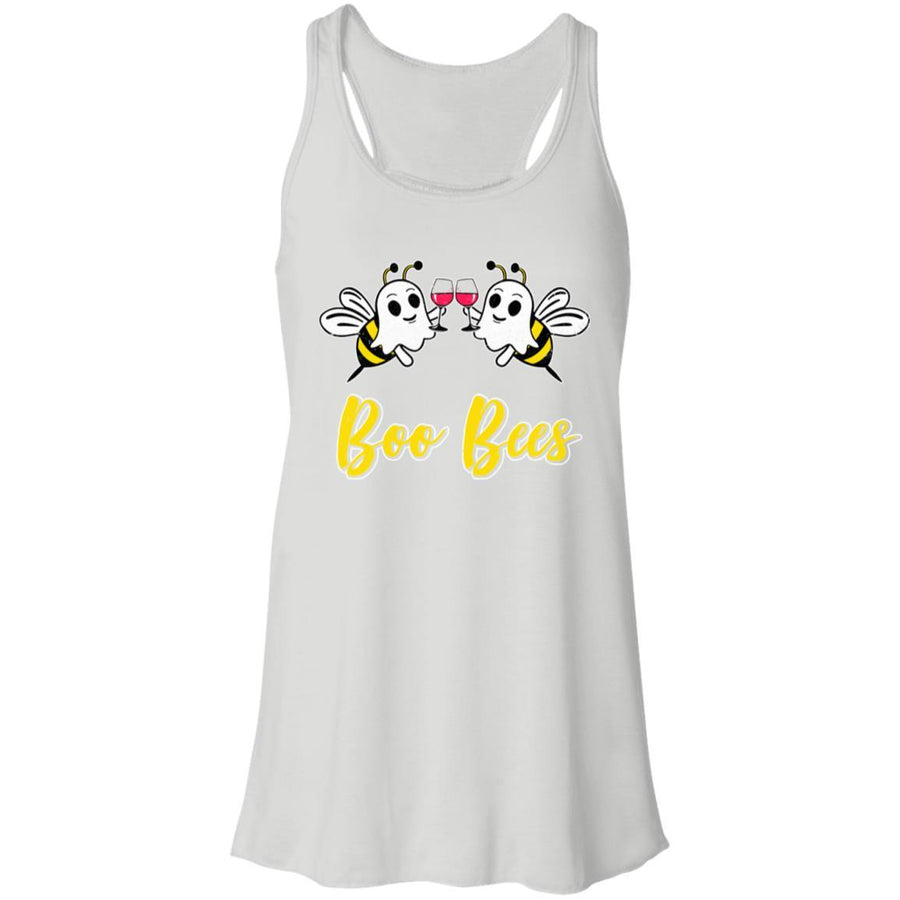Boo Bees Drink Wine Women Funny Halloween Costume-T-Shirt & Tank Top-Women's Flowy Racerback Tank-White