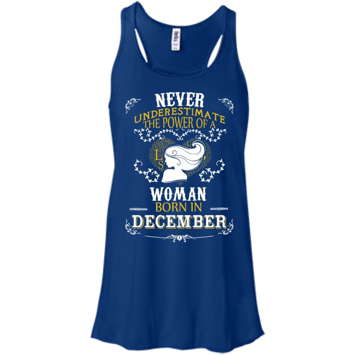 A Woman Born In DECEMBER-T-Shirt & Hoodie-Women's Flowy Racerback Tank-True Royal