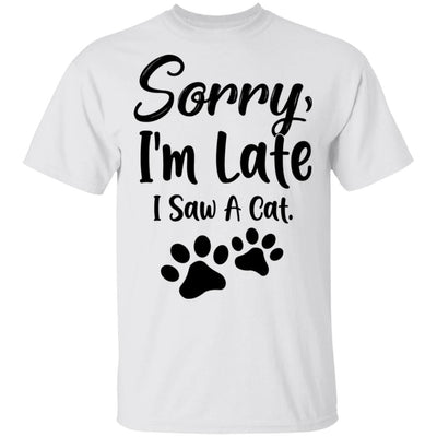 Sorry Im Late I Saw A Cat Lover-T-Shirt & Tank Top-Classic T-Shirt-White