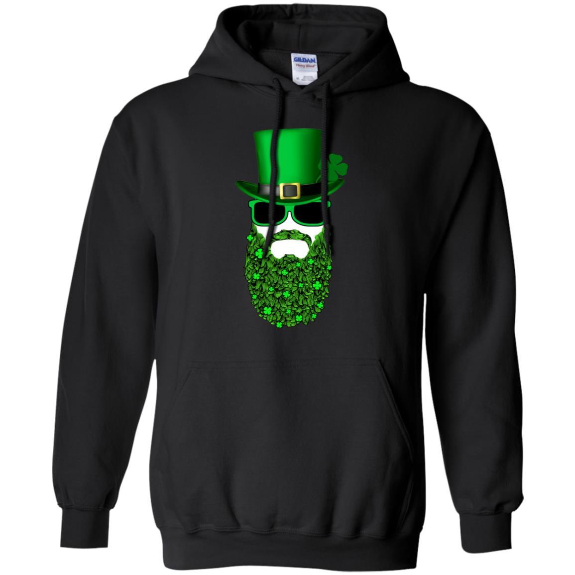 Bearded Man Moustache Leprechauns St Patrick's Day-T-Shirt & Hoodie-Pullover Hoodie-Black