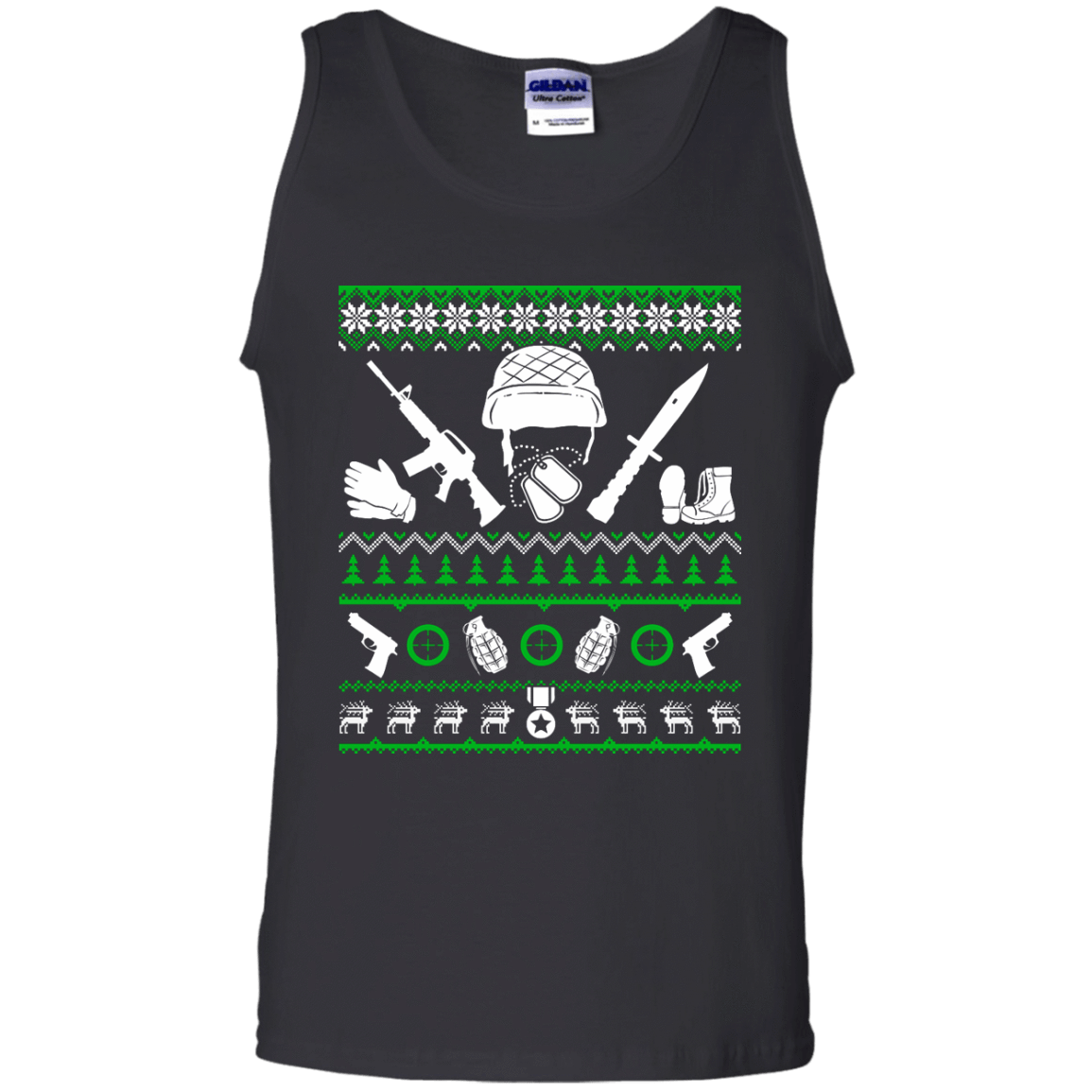 Veteran Christmas Sweater-T-Shirt & Hoodie-Unisex Tank-Black