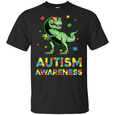 Dinosaur Puzzle Autism Awareness For Boys Girls-T-Shirt & Hoodie-Classic T-Shirt-Black