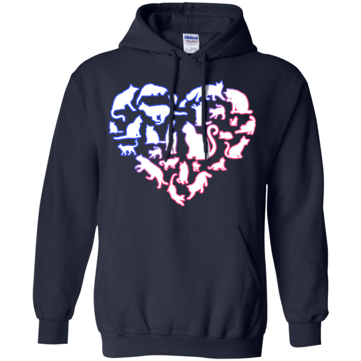 I Love My Cat Love Cats-T-Shirt & Hoodie-Pullover Hoodie-Navy
